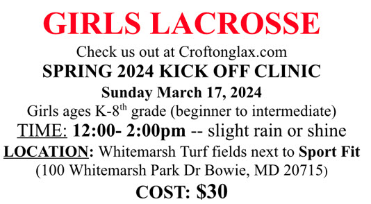Crofton Girls Spring 2024 Kick Off Clinic!!